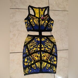 Vibrant Yellow and Blue Women's Dress